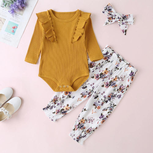 Emily rib set romper+pants+headband - Milki Rabbit