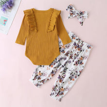 Load image into Gallery viewer, Emily rib set romper+pants+headband - Milki Rabbit
