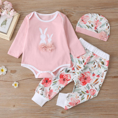 Julie Set with Rabbit and Flora printing - Milki Rabbit