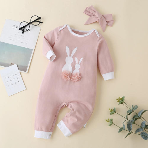 Gigi cotton romper with rabbit printing - Milki Rabbit