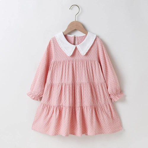 Candy jacquard pink long sleeve dress - Milki Rabbit