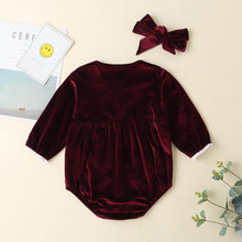 Load image into Gallery viewer, Caroline applique collar velvet baby romper - Milki Rabbit
