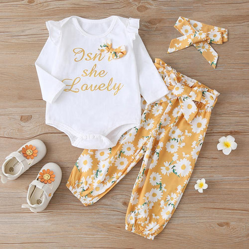 Isn't she lovely baby romper set with daisy printing - Milki Rabbit